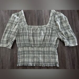 Universal Thread-cropped and ruched square neck blouse
